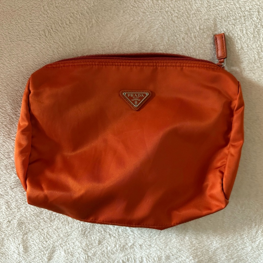 Prada Orange Nylon Pouch